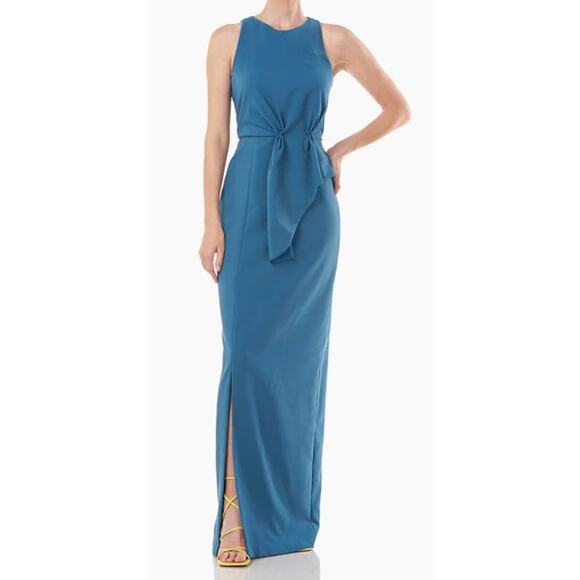 Kay Unger dress Megan column gown teal size 4 - Picture 1 of 5